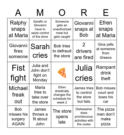 Moms not here bingo Card