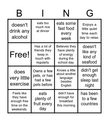 Quantifiers Bingo Card
