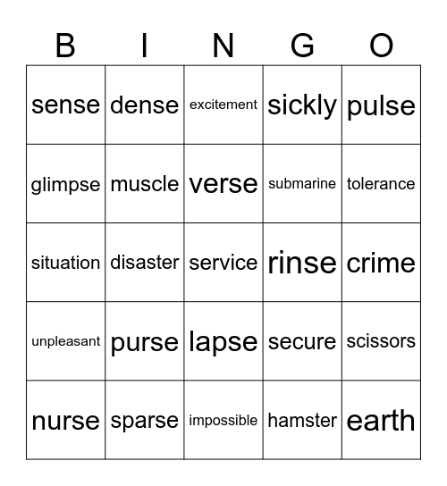 Green Bingo Card