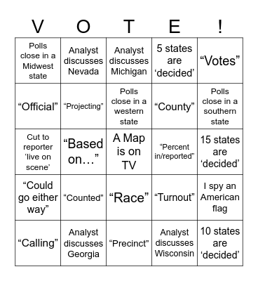 2024 Election Night in ‘Murica 🦅 Bingo Card