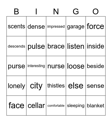 orange Bingo Card