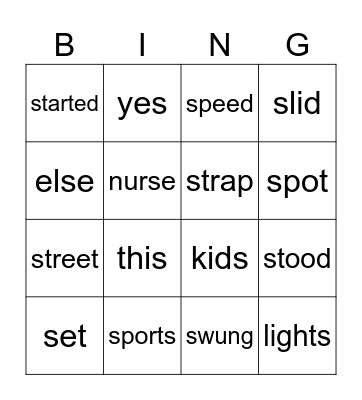 yellow Bingo Card