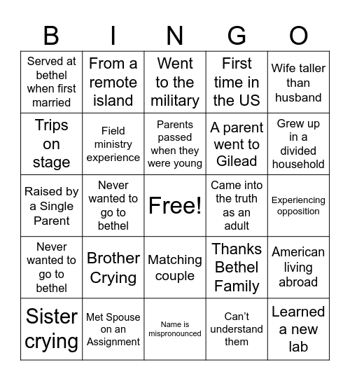 Gilead Bingo Card