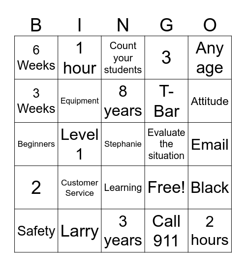 ITC Bingo Card