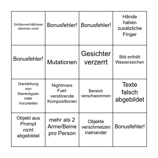 KI-Fehler-Bingo Card
