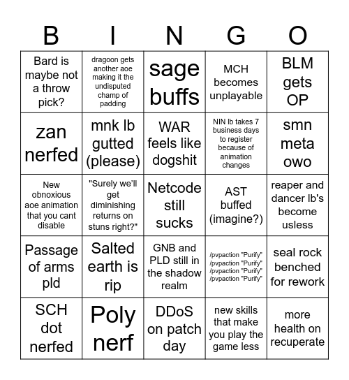 7.1 pvp changes Bingo Card