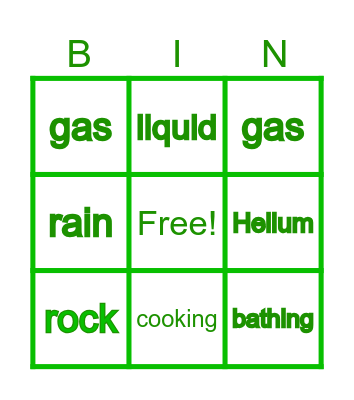 Water and its properties Bingo Card