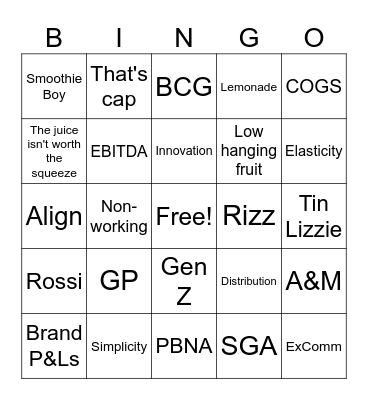 TBG AOP PAM BINGO Card