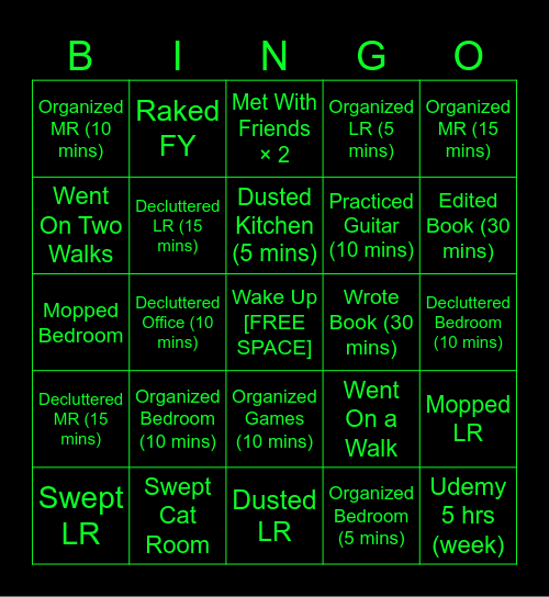 Nick's Weekly Bingo (Spr-Fal) Bingo Card