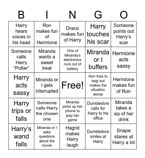 HARRY POTTER 1 Bingo Card