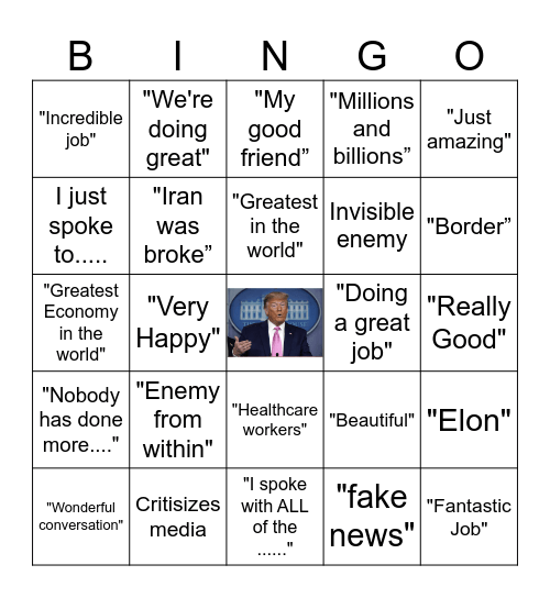 Trump Speech Bingo Card