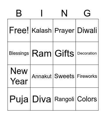 DIWALI BINGO! Bingo Card