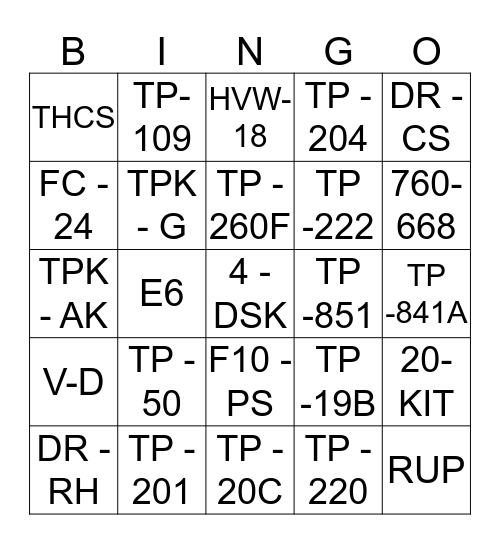 RE - VERBER - RAY BINGO Card