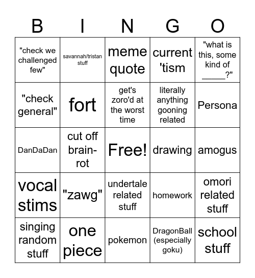 Jayce call bingo board Bingo Card