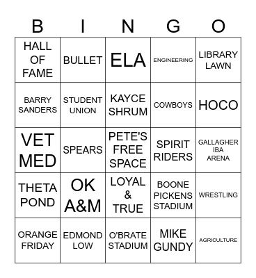 COWBOY BINGO Card