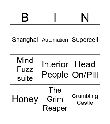 Stanford Bingo Card