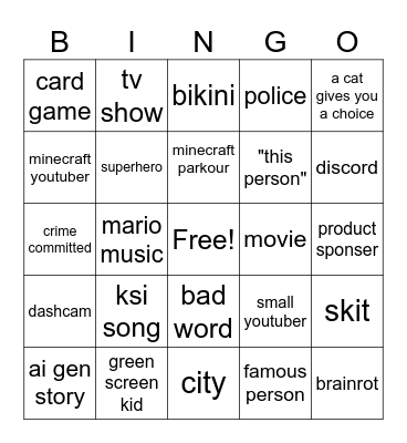 yt shorts Bingo Card