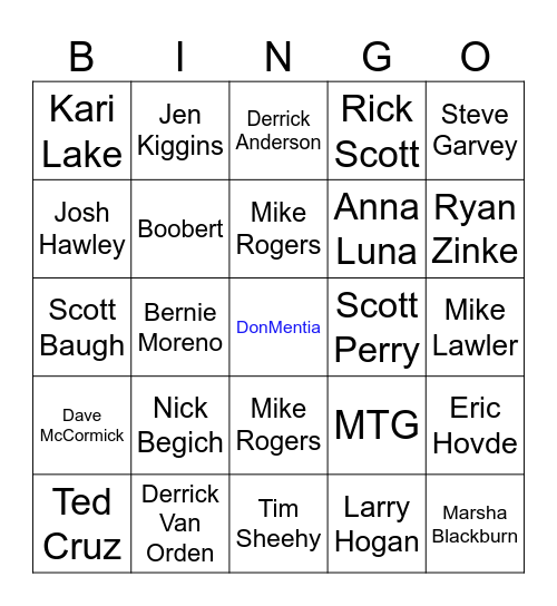 2024 ELECTION LOSER BINGO! Bingo Card