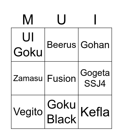 Sparking Zero Ranked Bingo Card