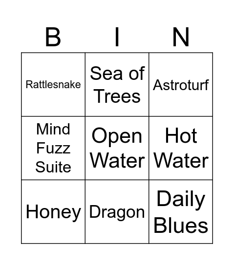 Stanford Bingo Card