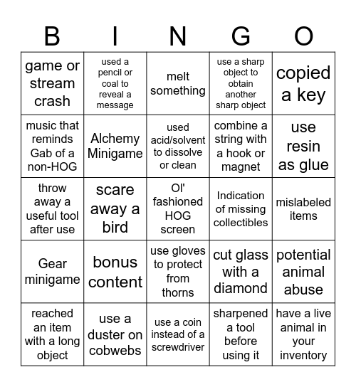 HOG with Gab Smolders Bingo Card