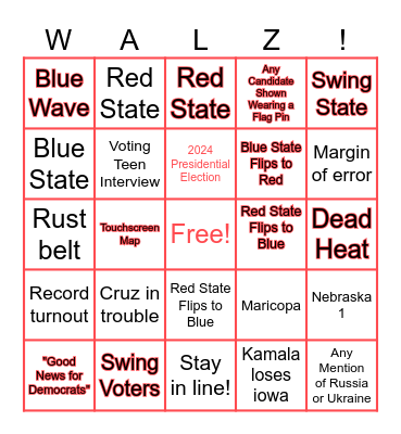 Election Night 2024 Bingo Card