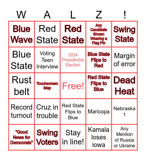 Election Night 2024 Bingo Card