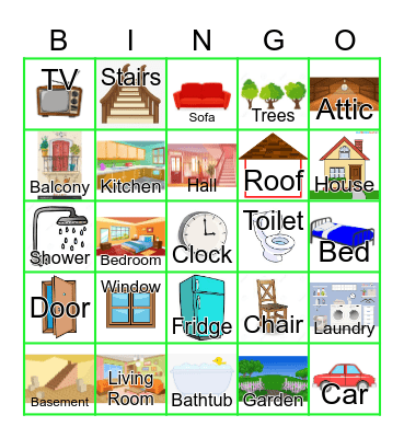 Parts of the House Bingo Card