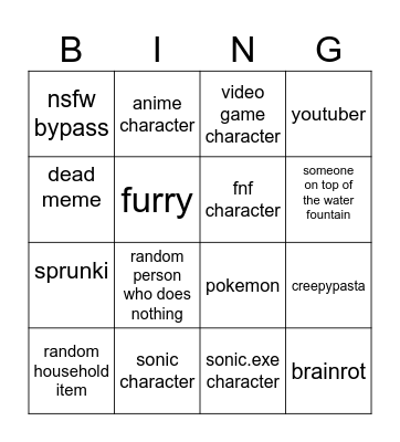 custom image simulator bingo Card