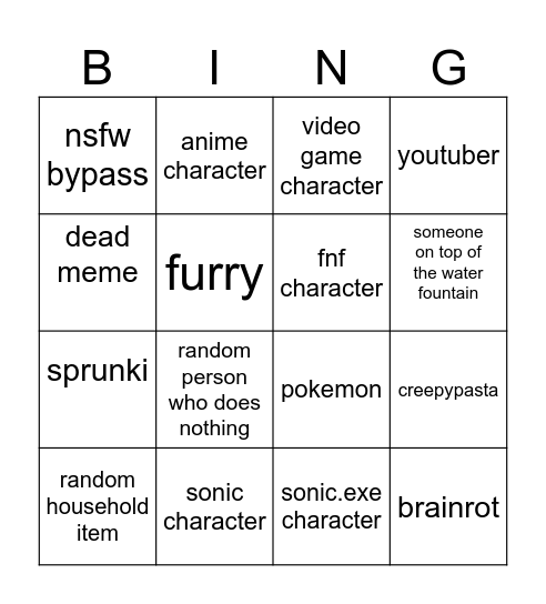 custom image simulator bingo Card