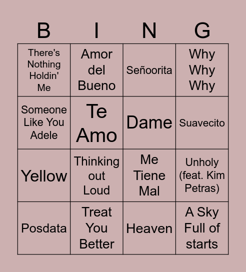 Boda Bingo Card