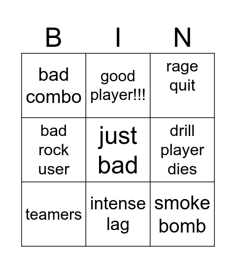 bobol bingo Card