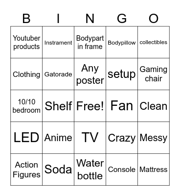 Bedroom Bingo Card