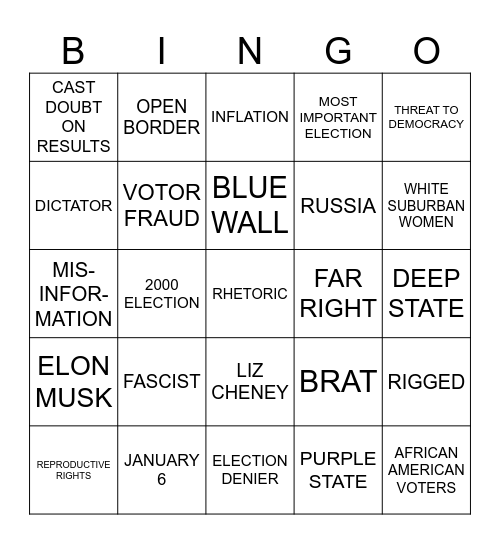 ELECTION NIGHT BINGO Card