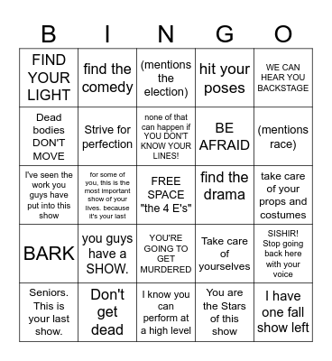 Doc Speech Bingo Card