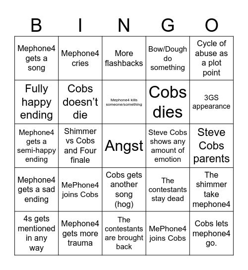 I’m not ready Bingo Card