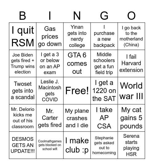 2024 bingo!!! Bingo Card