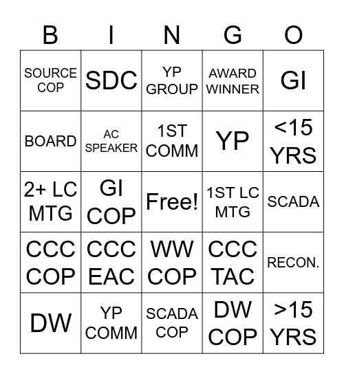 Leadership Council Bingo Card