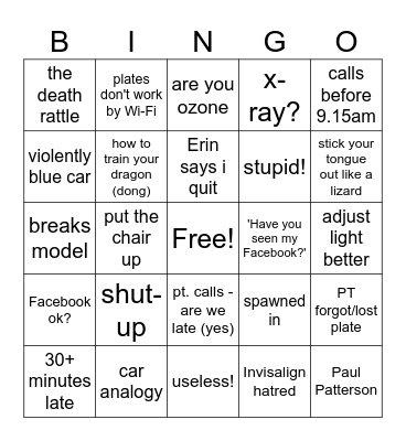 Nurse Bingo Card