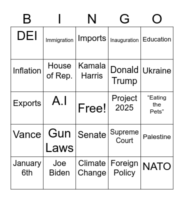 Election Night Bingo Card