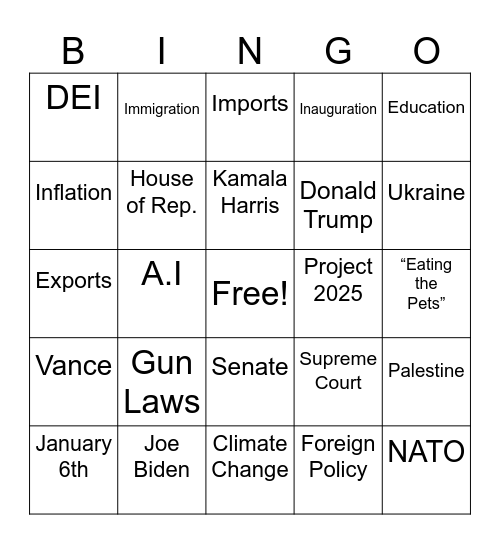 Election Night Bingo Card