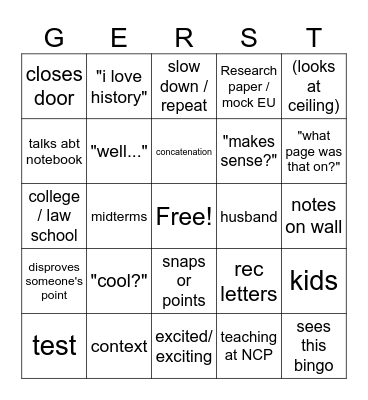 Gerst Bingo Card