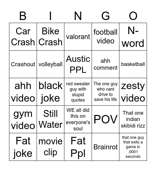 Reels Bingo Card