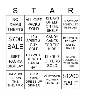 SLG REATAIL XMAS BINGO Card
