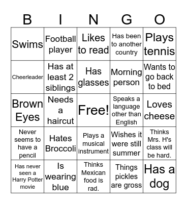 People Bingo Card