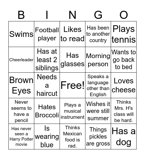 People Bingo Card