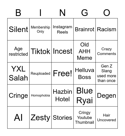 Wacka Bingo Card