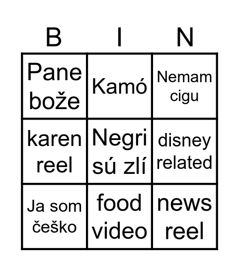 Nicolas bingo Card