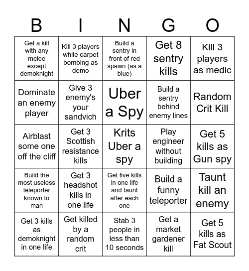 TF2 Bingo Card