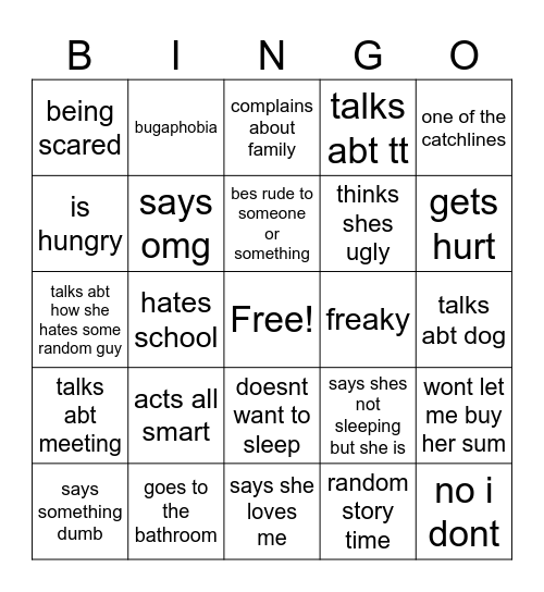 nahla chan bingo Card